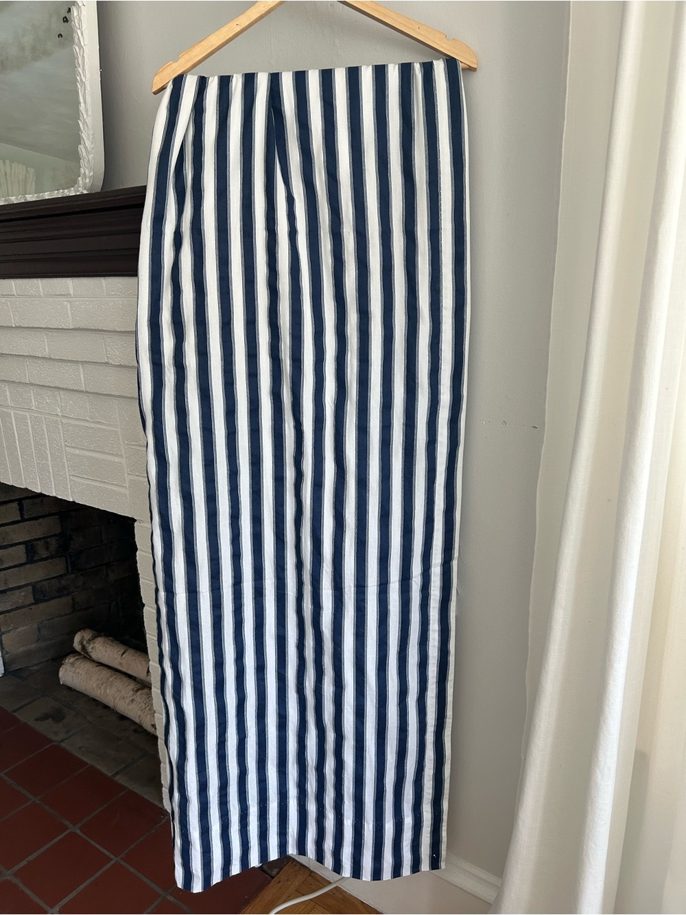 Croscill Curtains Navy and White Stripes 38 x 84